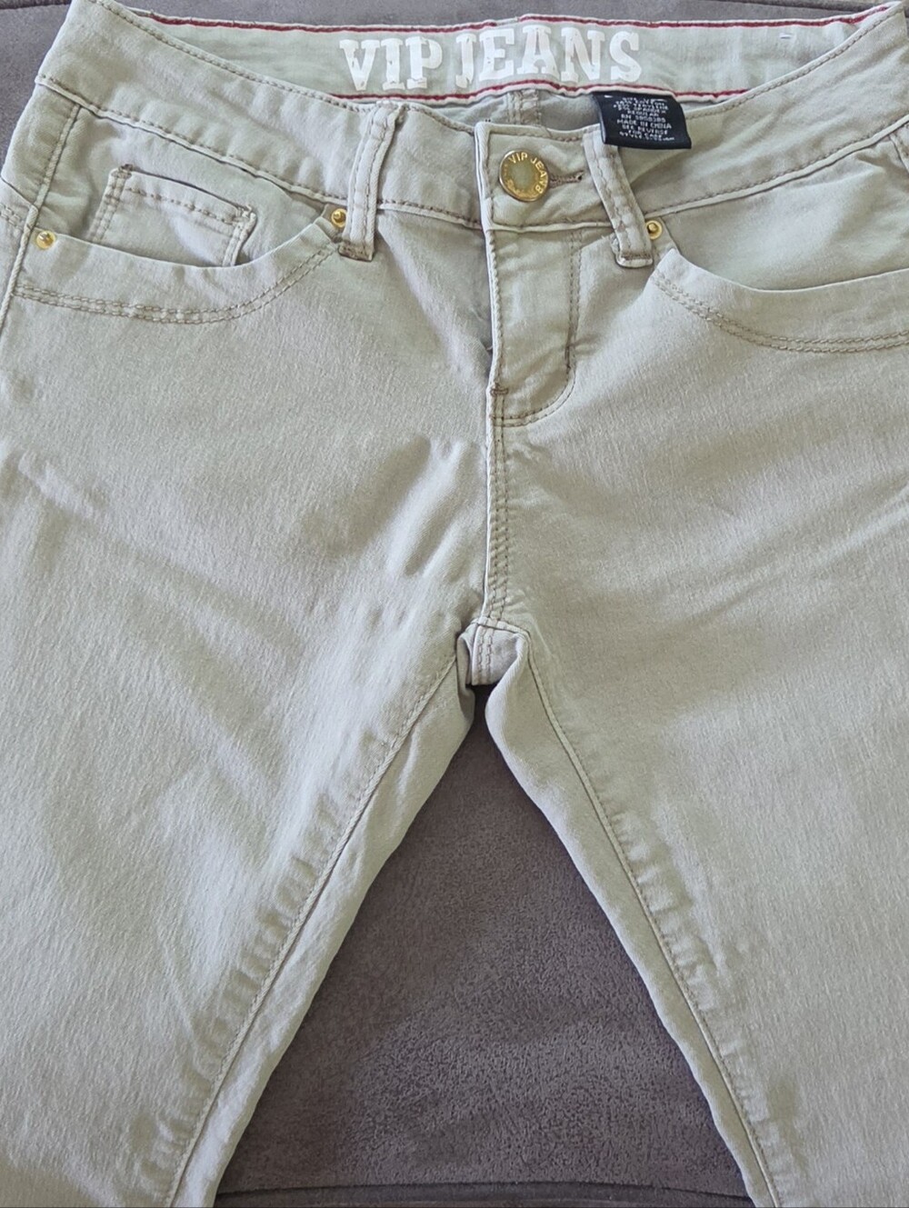 V.I.P. Jeans Khaki Stretch Skinny Ankle Pants Juniors Size 1/2 Regular